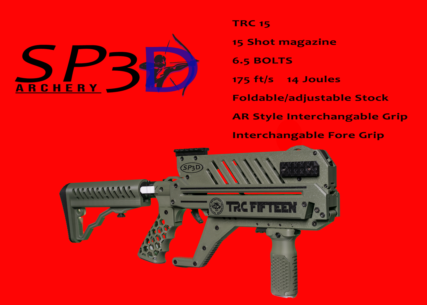 15 SHOT TACTICAL REPEATING PISTOL CROSSBOW FOLDING ADJ. STOCK Foregrip